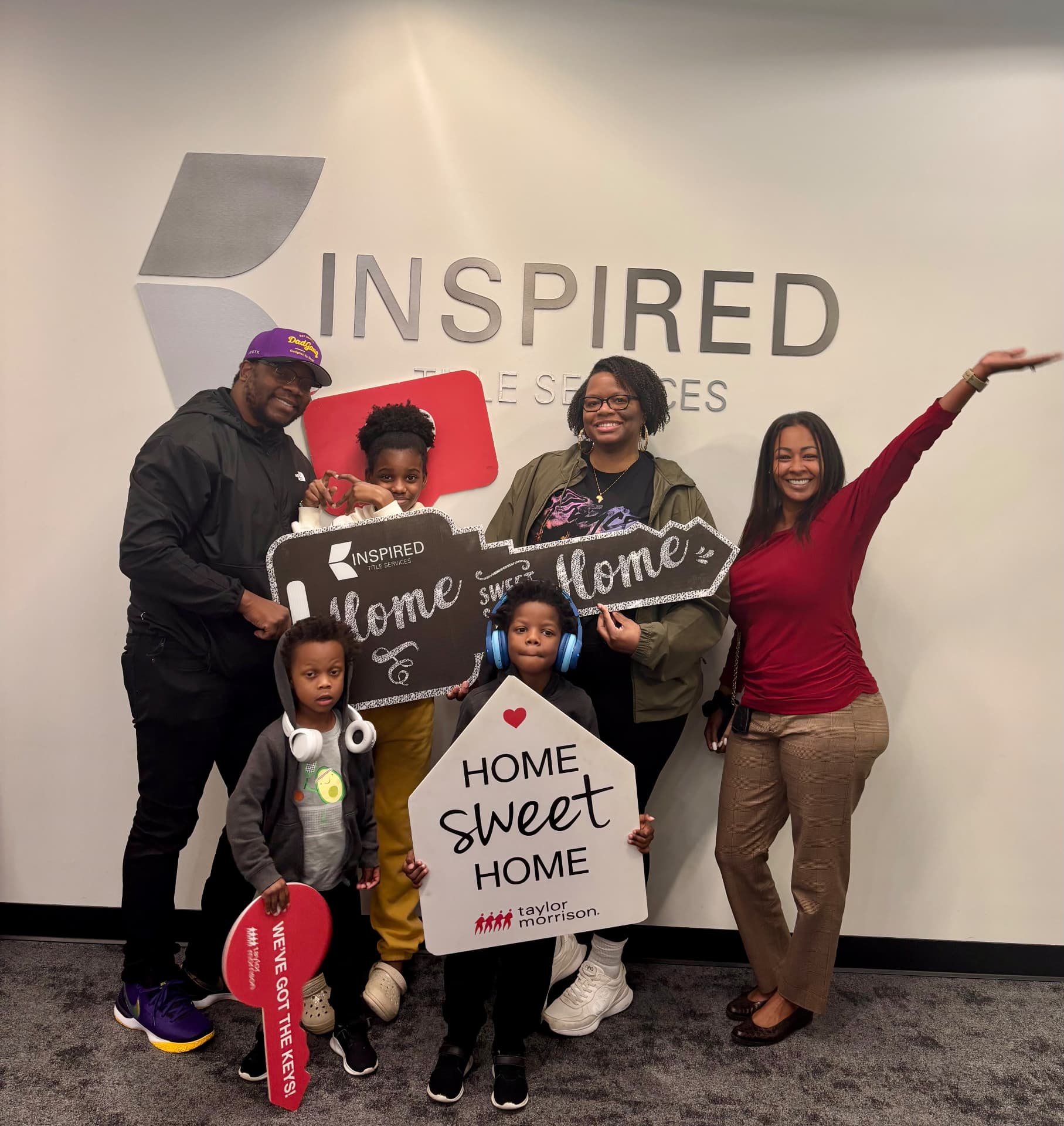 Family celebrating a new home at closing